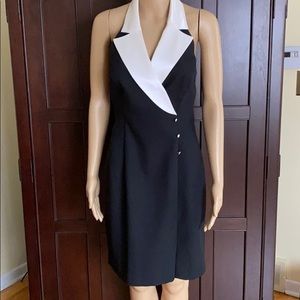 J. R. Nites sz 8 dress EUC in black w/ ivory trim